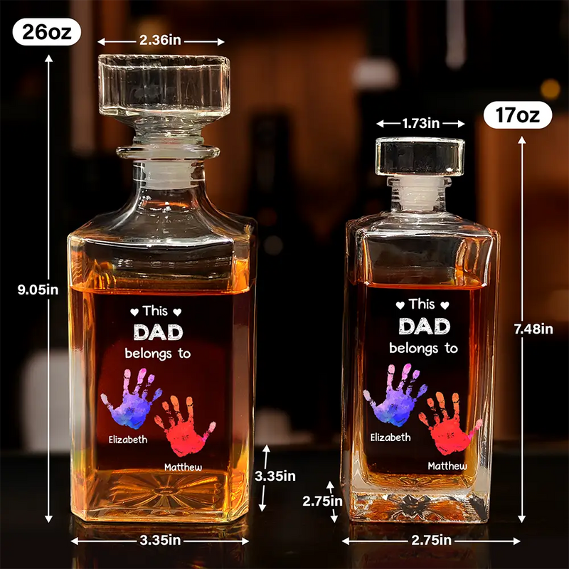 Gift For Grandpa,Dad,Children,Grandpa,Grandkids,Funny,Gift For Father - This Grandpa Belongs To - Personalized Square Whiskey Bottle