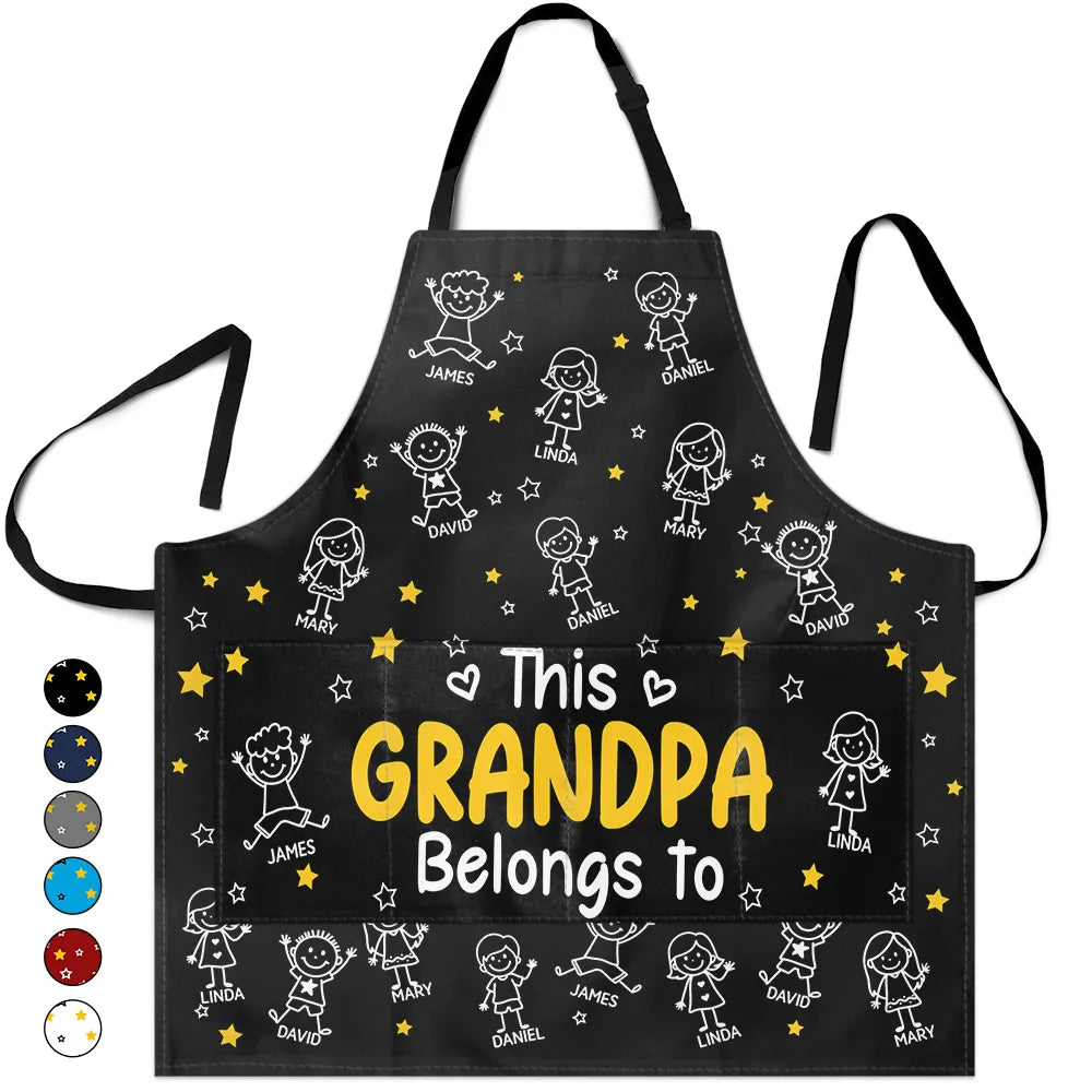 This Grandpa Dad Belongs To Kids Pet - Personalized Apron