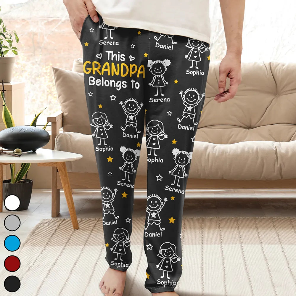 Gift For Grandpa,Gift For Kids,Gift For Father,Happy - This Grandpa Dad Belongs To Kids Pet - Personalized Pajama Pants