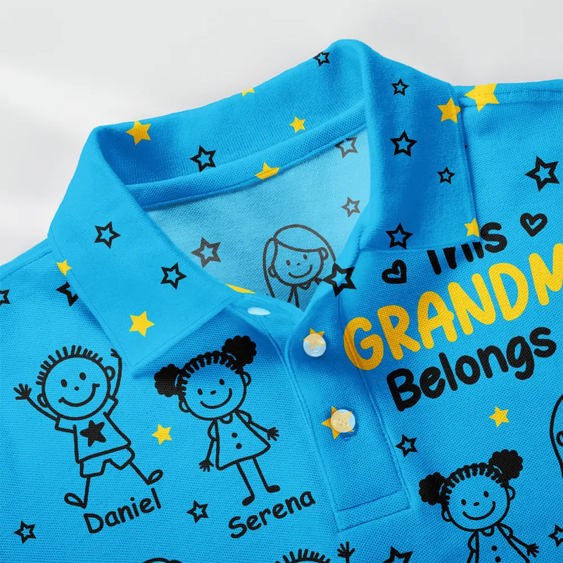Gift For Grandparents,Gift For Grandpa,Gift For Grandma,Gift For Mother,Gift For Father,Happy,Christmas,Stick Figure - This Grandpa Dad Belongs To Kids Pet - Personalized Polo Shirt