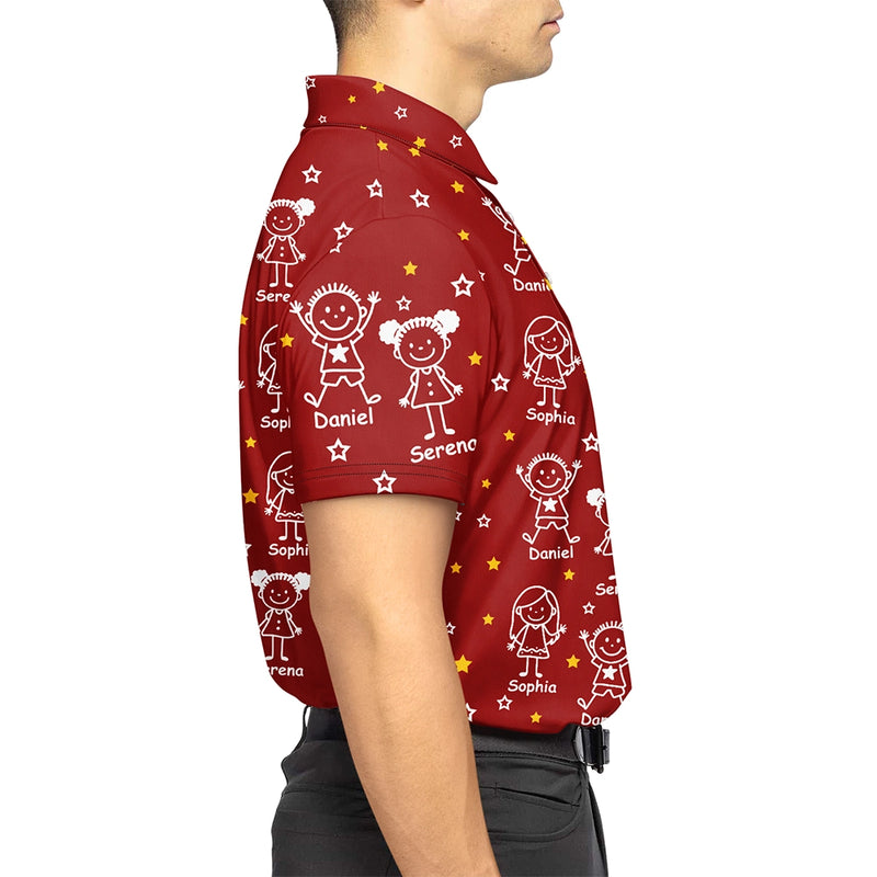 Gift For Grandparents,Gift For Grandpa,Gift For Grandma,Gift For Mother,Gift For Father,Happy,Christmas,Stick Figure - This Grandpa Dad Belongs To Kids Pet - Personalized Polo Shirt