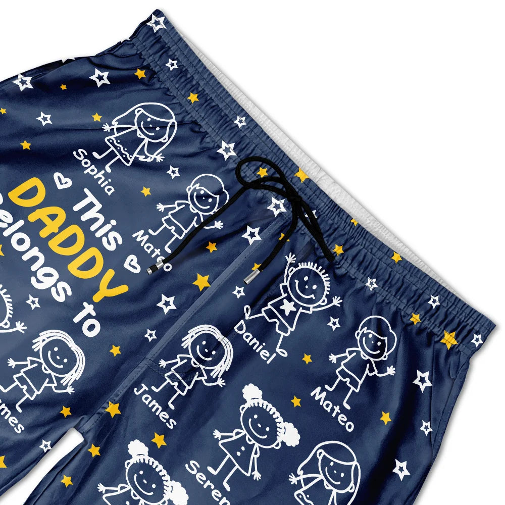 Gift For Grandparents,Gift For Grandpa,Gift For Grandma,Gift For Mother,Gift For Father,Happy,Christmas - This Grandpa Dad Belongs To Kids Pet - Personalized Unisex Beach Shorts