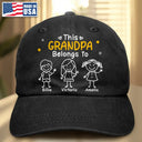 Gift For Grandparents,Gift For Grandpa,Gift For Grandma,Gift For Mother,Gift For Father,Happy,Christmas - This Grandpa Dad Belongs To Kids Pet - Personalized Vintage Washed Denim Cap