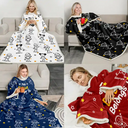 Gift For Grandpa,Gift For Grandma,Gift For Grandparents,Gift For Mother,Gift For Father,Happy - This Grandpa Dad Belongs To Kids Pet - Personalized Wearable Blanket With Sleeves