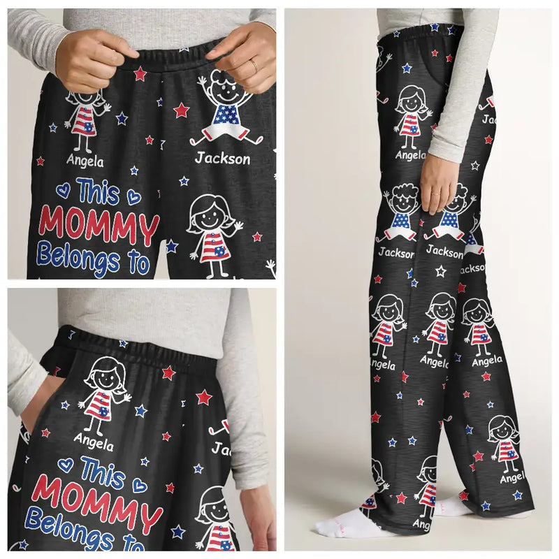 Gift For Grandpa,Gift For Husband,Gift For Wife,Gift For Mother,Gift For Father,Gift For Grandma,Funn - This Grandpa Dad Belongs To Kids Pet US Flag - Personalized Pajama Pants