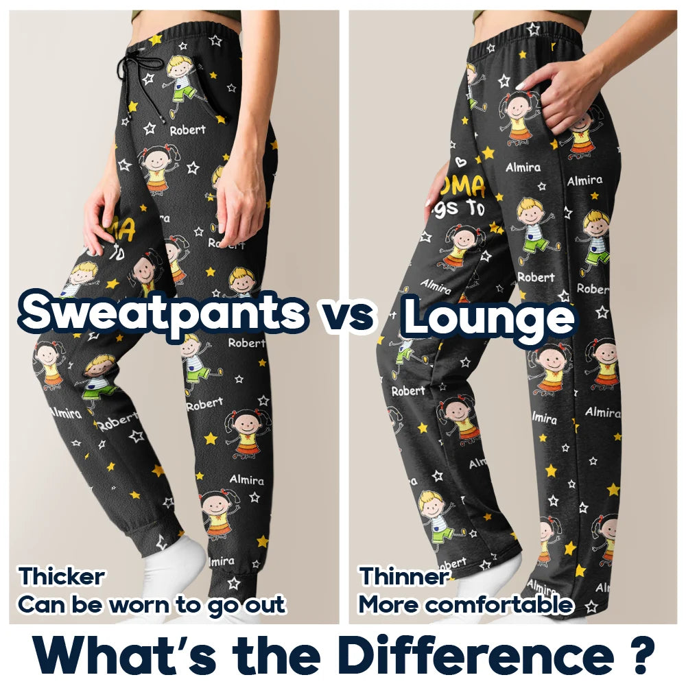 Gift For Grandpa,Gift For Grandma,Gift For Father,Gift For Mother,Happy - This Grandpa Daddy Belongs To Colorful Stick Figures - Personalized Pajama Pants