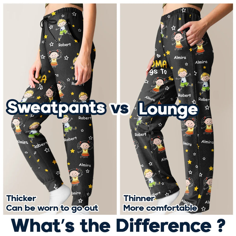 Gift For Grandpa,Gift For Grandma,Gift For Father,Gift For Mother,Happy - This Grandpa Daddy Belongs To Colorful Stick Figures - Personalized Pajama Pants