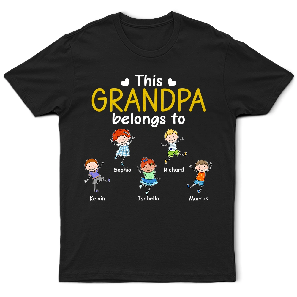 This Grandpa Daddy Belongs To Colorful Stick Figures - Personalized T Shirt