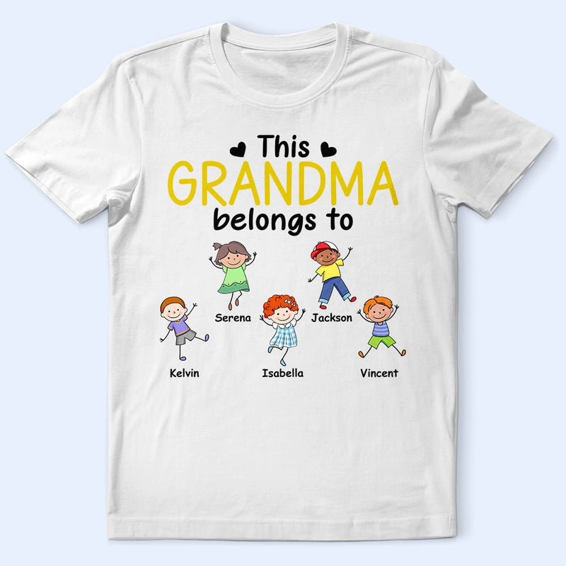 Gift For Grandpa,Gift For Grandma,Gift For Father,Gift For Mother,Happy - This Grandpa Daddy Belongs To Colorful Stick Figures - Personalized T Shirt