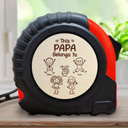 Gift For Grandpa, Gift For Father, Happy, Gift For Men, Stick Figure - This Grandpa Daddy Belongs To Kids Pet - Personalized Tape Measure
