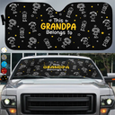 Gift For Grandpa,Gift For Grandma,Gift For Grandparents,Gift For Mother,Gift For Father,Christmas,Happy,Stick Figure - This Grandpa Grandma Belongs To Kids Pet - Personalized Auto Sunshade