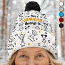 Gift For Grandparents,Gift For Grandpa,Gift For Grandma,Gift For Mother,Gift For Father,Happy,Christmas,Stick Figure - This Grandpa Grandma Belongs To Kids Pet - Personalized Bobble Beanie Hat