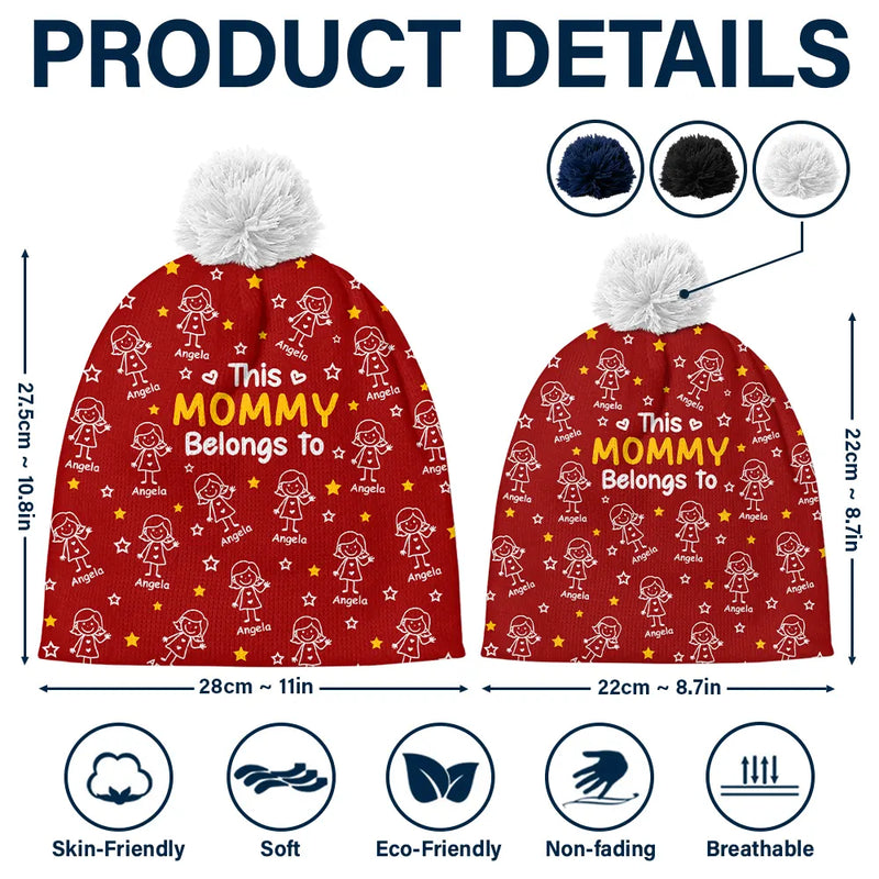 Gift For Grandparents,Gift For Grandpa,Gift For Grandma,Gift For Mother,Gift For Father,Happy,Christmas,Stick Figure - This Grandpa Grandma Belongs To Kids Pet - Personalized Bobble Beanie Hat