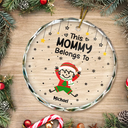 Gift For Grandpa,Gift For Grandma,Gift For Grandparents,Gift For Mother,Gift For Father,Christmas,Happy,Stick Figure - This Grandpa Grandma Belongs To Kids Pet - Personalized Circle Glass Ornament