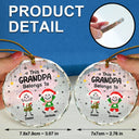 Gift For Grandpa,Gift For Grandma,Gift For Grandparents,Gift For Mother,Gift For Father,Christmas,Happy,Stick Figure - This Grandpa Grandma Belongs To Kids Pet - Personalized Circle Glass Ornament