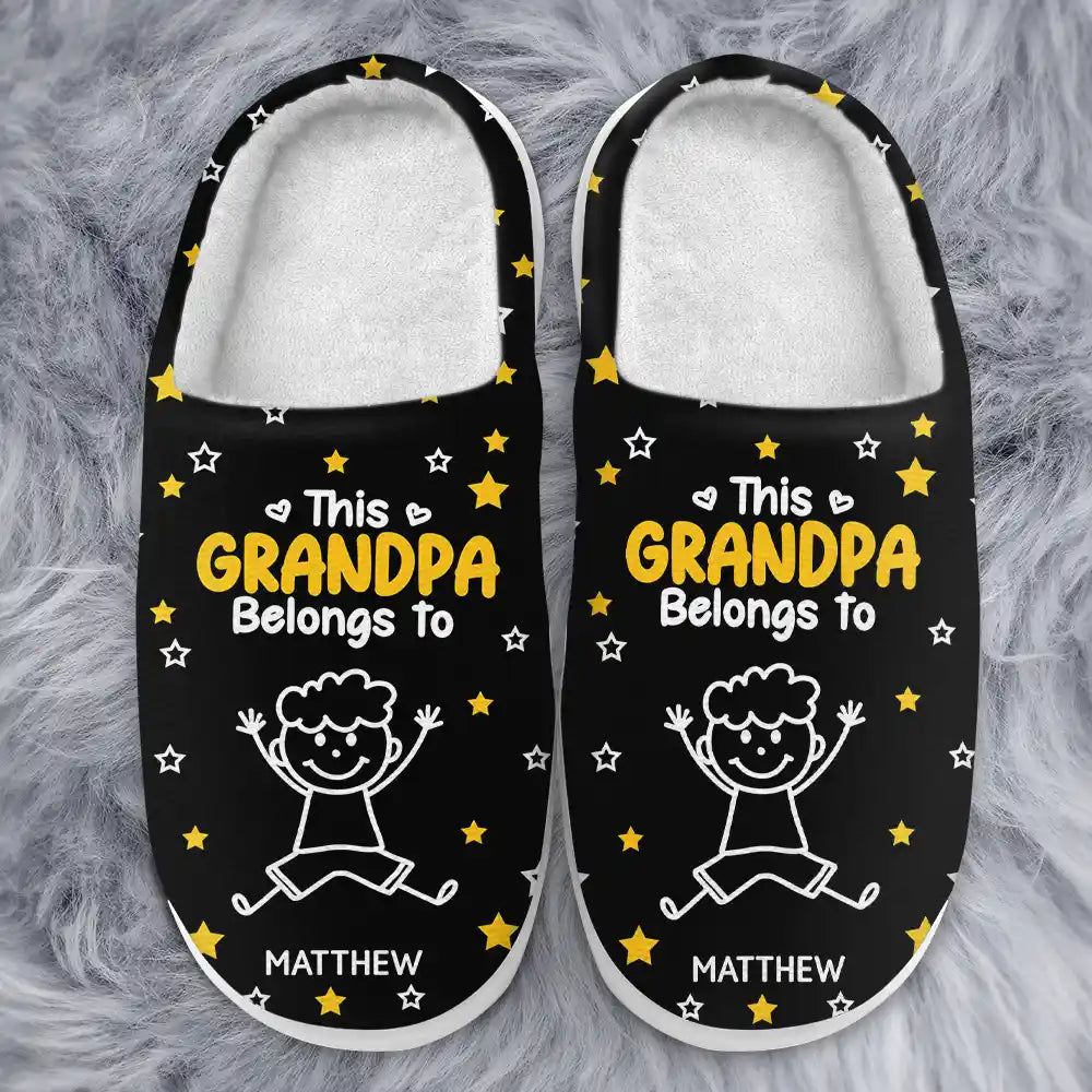 Gift For Grandpa, Gift For Grandma, Gift For Grandparents, Gift For Mother, Gift For Father, Christmas, Happy - This Grandpa Grandma Belongs To Kids Pet - Personalized Fluffy Slippers
