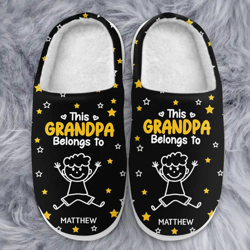 Gift For Grandpa, Gift For Grandma, Gift For Grandparents, Gift For Mother, Gift For Father, Christmas, Happy - This Grandpa Grandma Belongs To Kids Pet - Personalized Fluffy Slippers