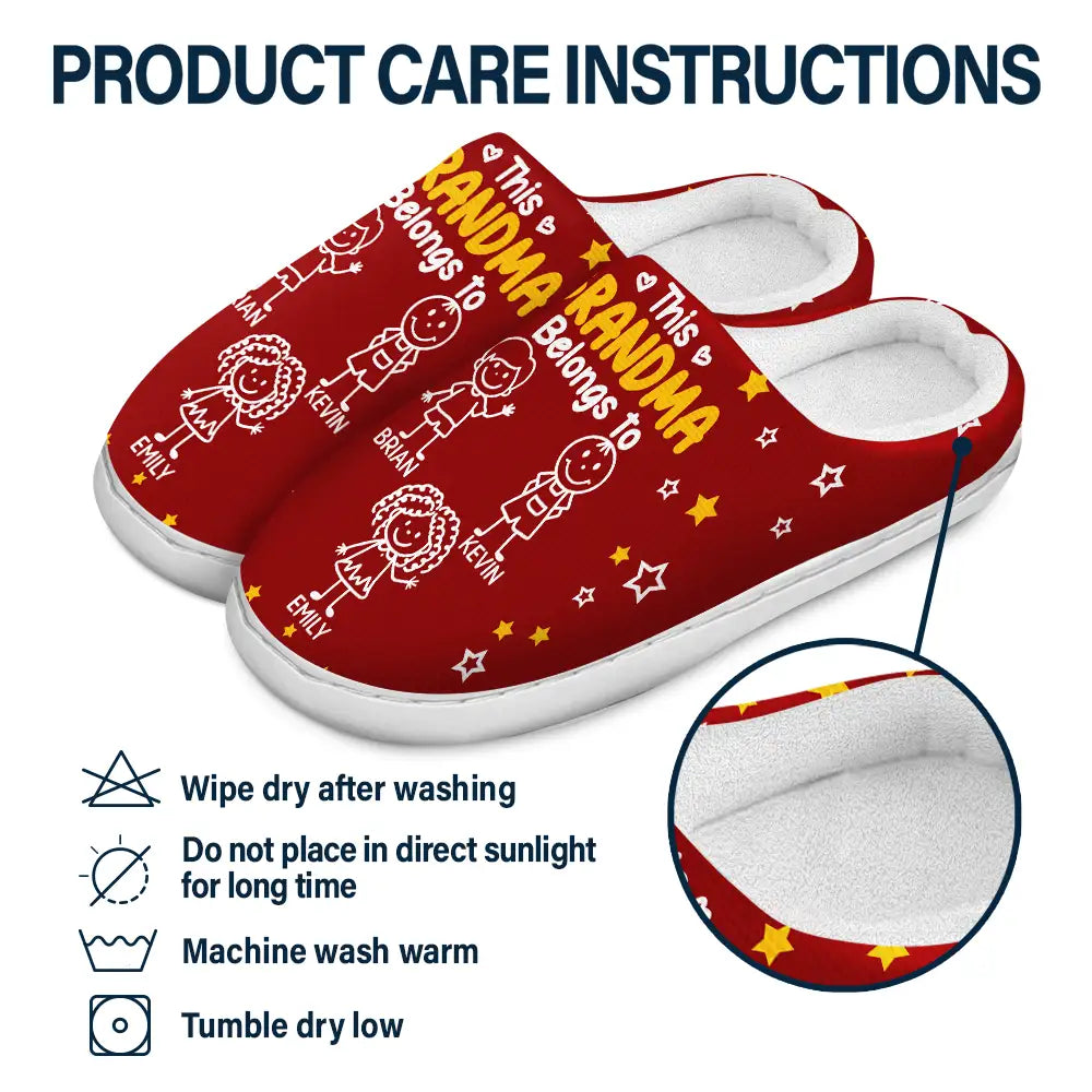 Gift For Grandpa, Gift For Grandma, Gift For Grandparents, Gift For Mother, Gift For Father, Christmas, Happy - This Grandpa Grandma Belongs To Kids Pet - Personalized Fluffy Slippers