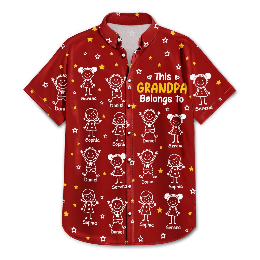 Gift For Grandparents,Gift For Grandpa,Gift For Grandma,Gift For Mother,Gift For Father,Happy,Christmas - This Grandpa Grandma Belongs To Kids Pet - Personalized Hawaiian Shirt