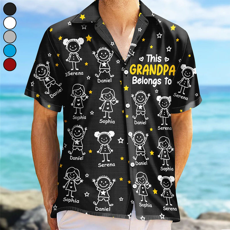 Gift For Grandparents,Gift For Grandpa,Gift For Grandma,Gift For Mother,Gift For Father,Happy,Christmas - This Grandpa Grandma Belongs To Kids Pet - Personalized Hawaiian Shirt