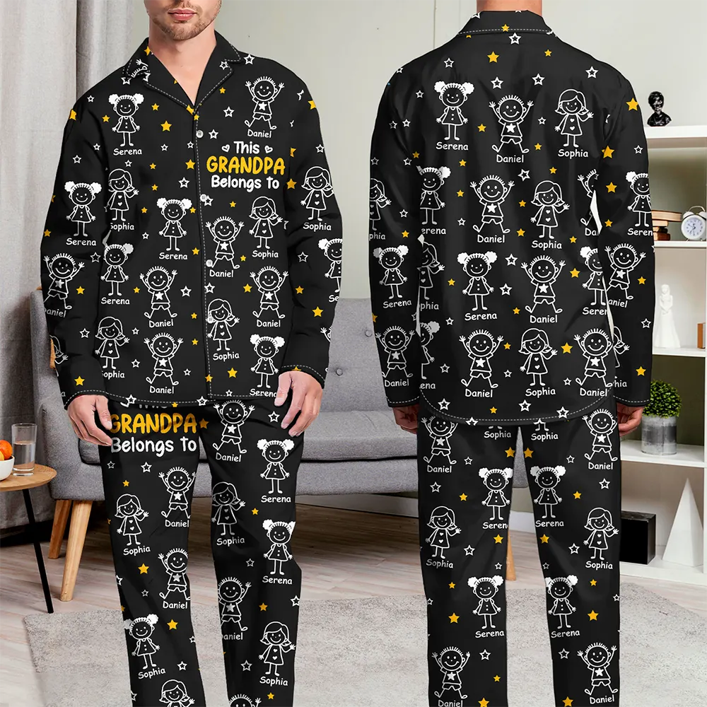 Gift For Grandparents, Gift For Grandpa, Gift For Grandma, Gift For Mother, Gift For Father, Happy, Christmas - This Grandpa Grandma Belongs To Kids Pet - Personalized Long Pajamas Set