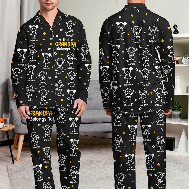 Gift For Grandparents, Gift For Grandpa, Gift For Grandma, Gift For Mother, Gift For Father, Happy, Christmas - This Grandpa Grandma Belongs To Kids Pet - Personalized Long Pajamas Set
