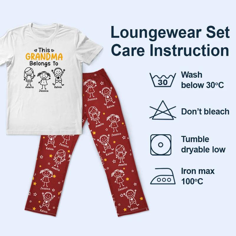 Gift For Grandparents,Gift For Grandpa,Gift For Grandma,Gift For Mother,Gift For Father,Happy,Christmas,Stick Figure - This Grandpa Grandma Belongs To Kids Pet - Personalized Loungewear Set