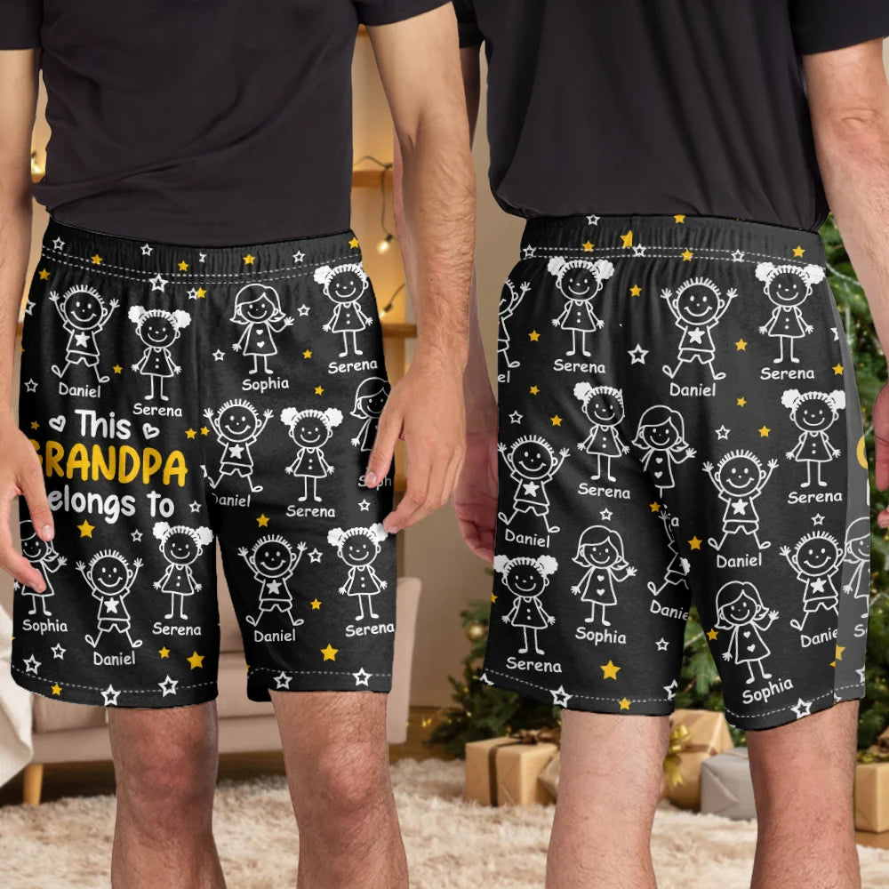 Gift For Grandparents,Gift For Grandpa,Gift For Grandma,Gift For Mother,Gift For Father,Happy,Christmas - This Grandpa Grandma Belongs To Kids Pet - Personalized Pajama Shorts