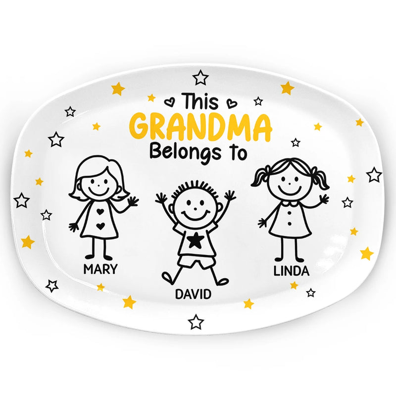 Gift For Grandpa,Gift For Grandma,Gift For Grandparents,Gift For Mother,Gift For Father,Christmas,Happy - This Grandpa Grandma Belongs To Kids Pet - Personalized Plate