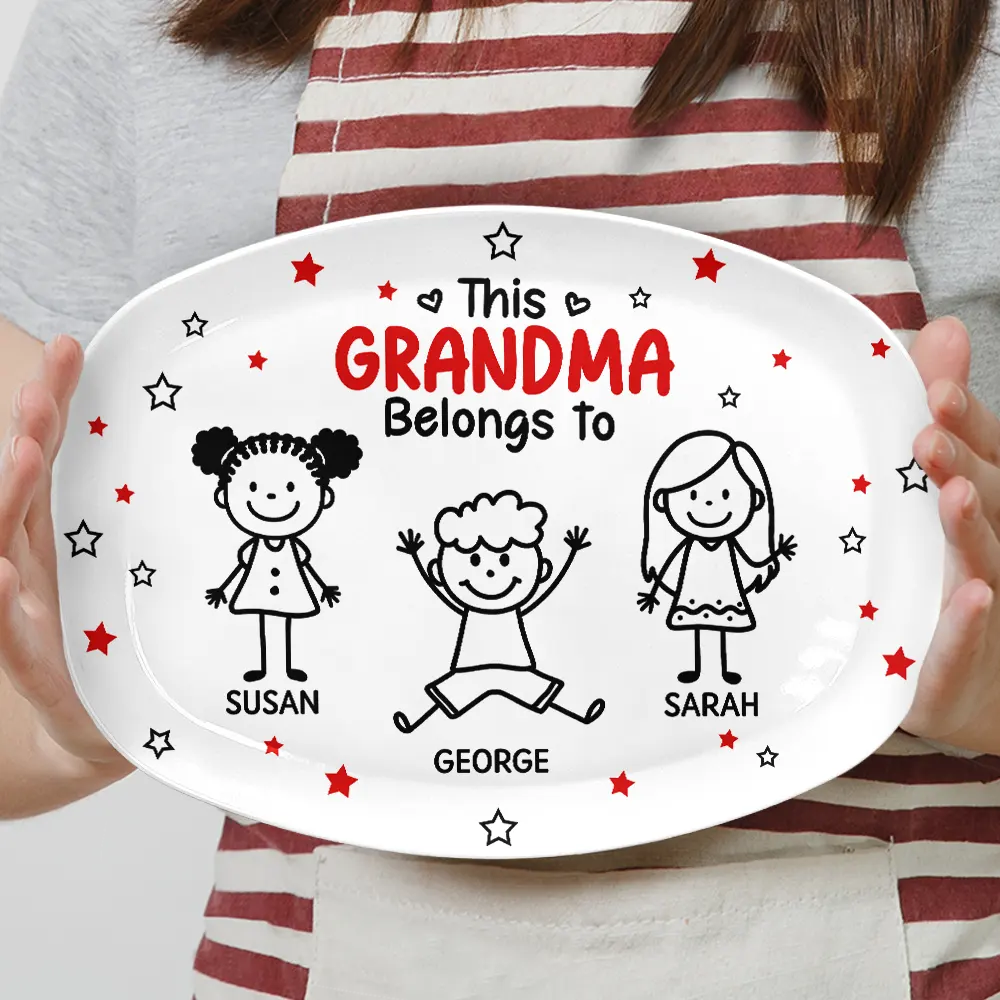 Gift For Grandpa,Gift For Grandma,Gift For Grandparents,Gift For Mother,Gift For Father,Christmas,Happy - This Grandpa Grandma Belongs To Kids Pet - Personalized Plate