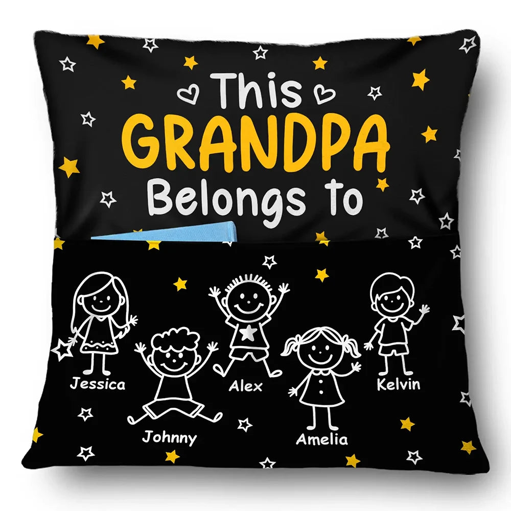 This Grandpa Grandma Belongs To Kids Pet - Personalized Pocket Pillow