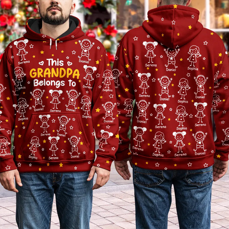 Gift For Grandparents,Gift For Grandpa,Gift For Grandma,Gift For Mother,Gift For Father,Happy,Christmas - This Grandpa Grandma Belongs To Kids Pet - Personalized Pullover Hoodie