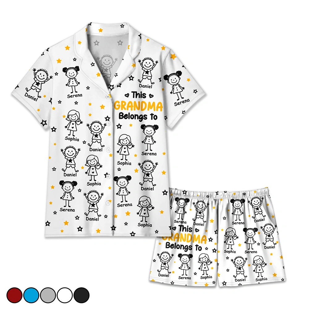 This Grandpa Grandma Belongs To Kids Pet - Personalized Short Pajamas Set