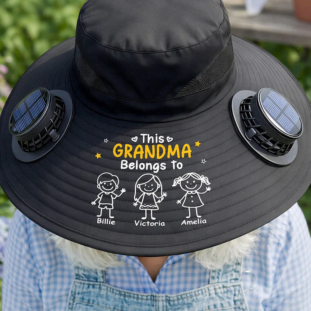 This Grandpa Grandma Belongs To Kids Pet - Personalized Solar Fan Hat