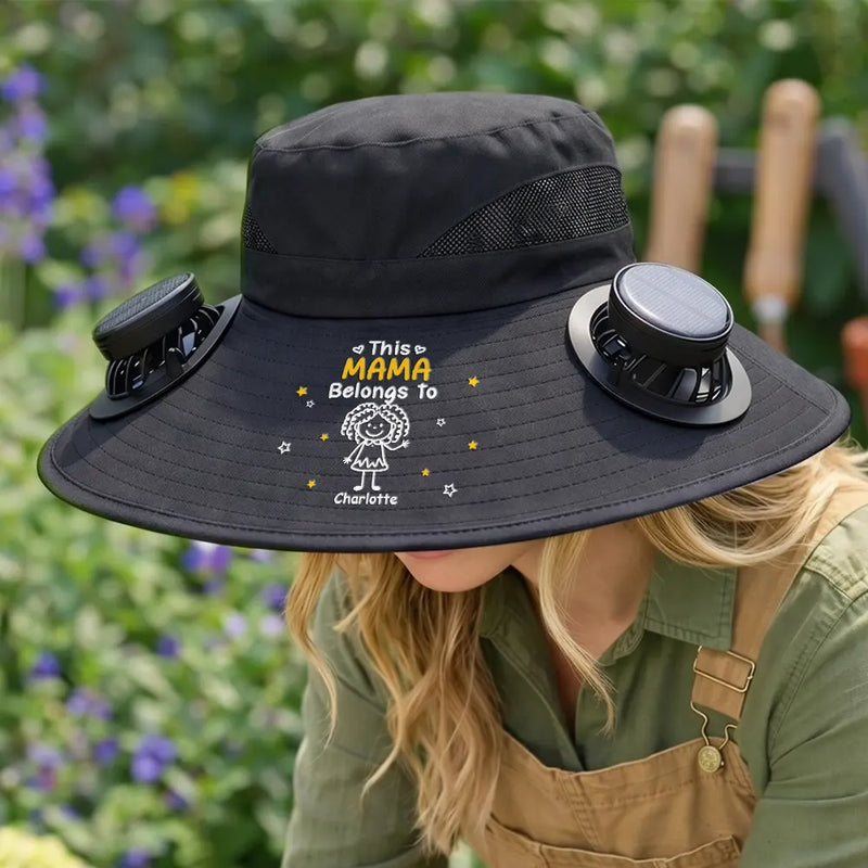 Gift For Grandpa,Gift For Grandma,Gardening,Happy - This Grandpa Grandma Belongs To Kids Pet - Personalized Solar Fan Hat
