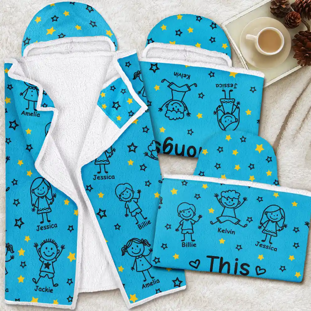 Gift For Grandparents,Gift For Grandpa,Gift For Grandma,Gift For Mother,Gift For Father,Happy,Christmas - This Grandpa Grandma Belongs To Kids Pet - Personalized Wearable Hooded Blanket