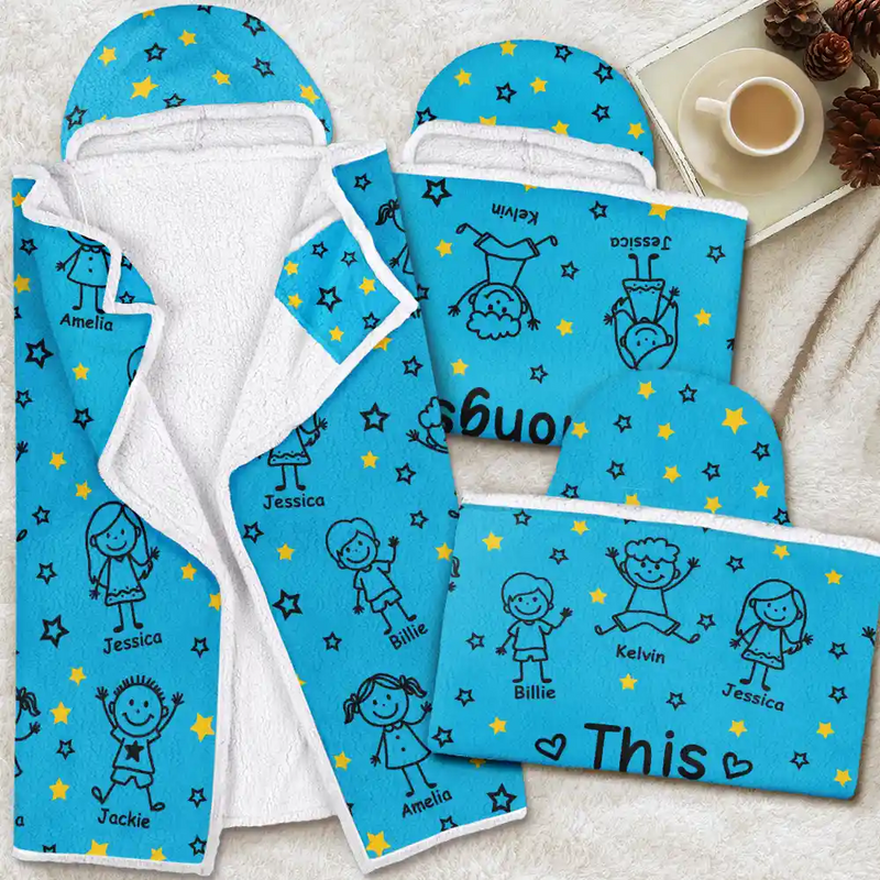 Gift For Grandparents,Gift For Grandpa,Gift For Grandma,Gift For Mother,Gift For Father,Happy,Christmas - This Grandpa Grandma Belongs To Kids Pet - Personalized Wearable Hooded Blanket