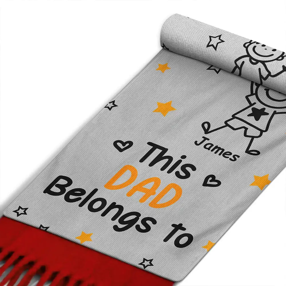 Gift For Grandparents,Gift For Grandpa,Gift For Grandma,Gift For Mother,Gift For Father,Happy,Christmas,Stick Figure - This Grandpa Grandma Belongs To Kids Pet - Personalized Wool Scarf With Tassel