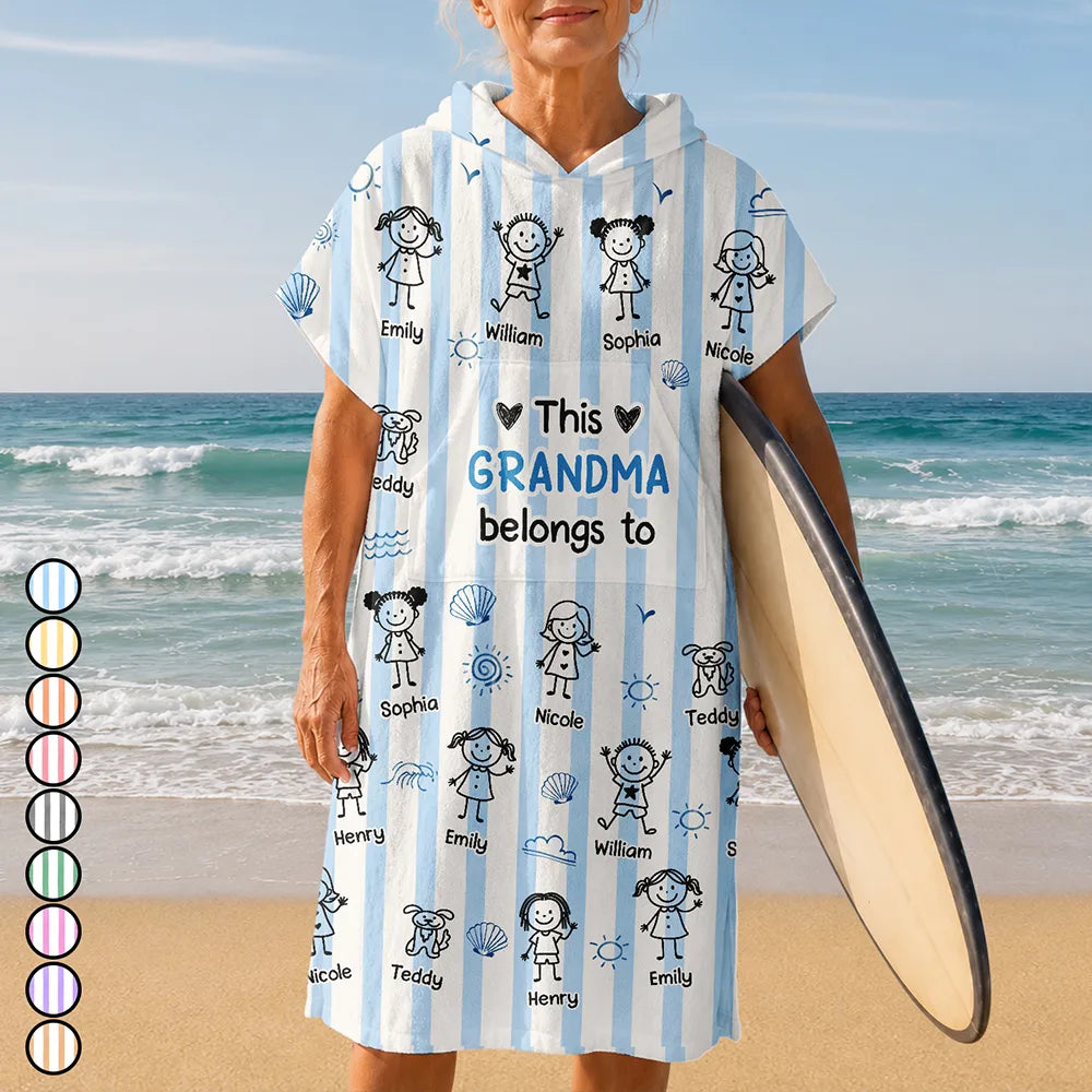 This Grandpa Grandma Belongs To Kids Pets - Personalized Hooded Poncho Towel