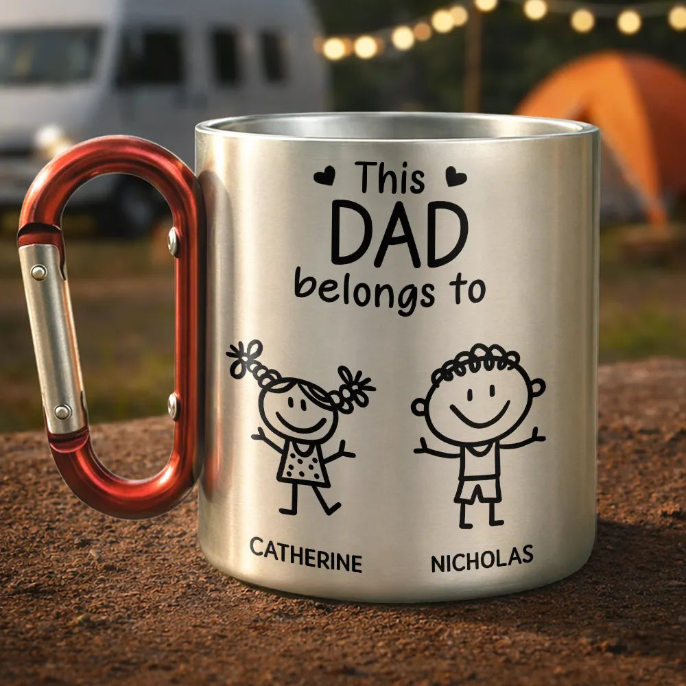 This Grandpa Grandpa Belongs To Stick Figures - Personalized Carabiner Mug