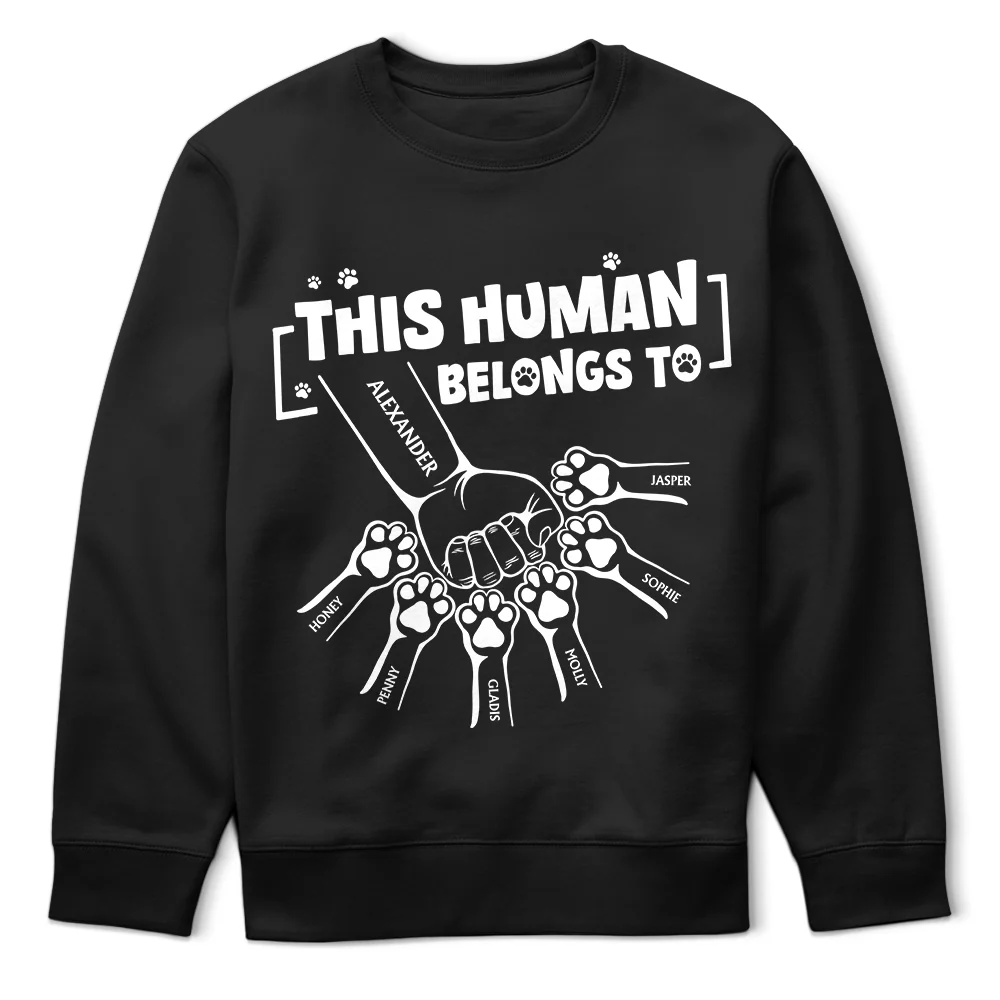 Gift For Yourself,Gift For Women,Gift For Men,Pet Lovers,Pet Mom,Pet Dad,Dog Lovers,Dog Mom,Dog Dad,Cat Lovers,Cat Mom,Cat Dad,Happy - This Human Belongs To - Personalized T Shirt