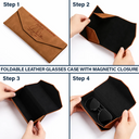 Gift For Men,Gift For Father,Gift For Grandpa,Gift For Husband,Cat Lovers,Cat Dad,Cat Mom,Pet Lovers,Non-Eng,Icon,Playful - This Human Belongs To Dog Cat Mom Dad - Personalized Leather Glasses Case