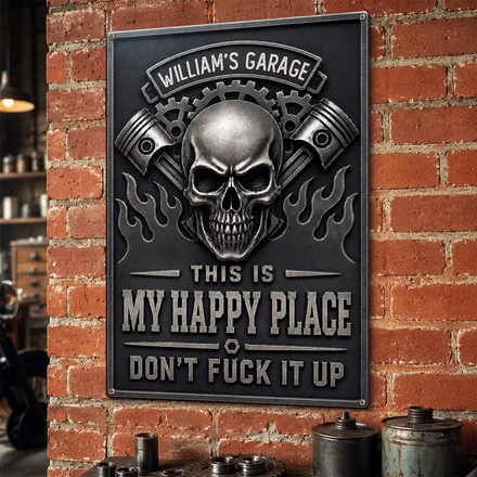This Is My Happy Place Garage - Personalized Classic Metal Signs