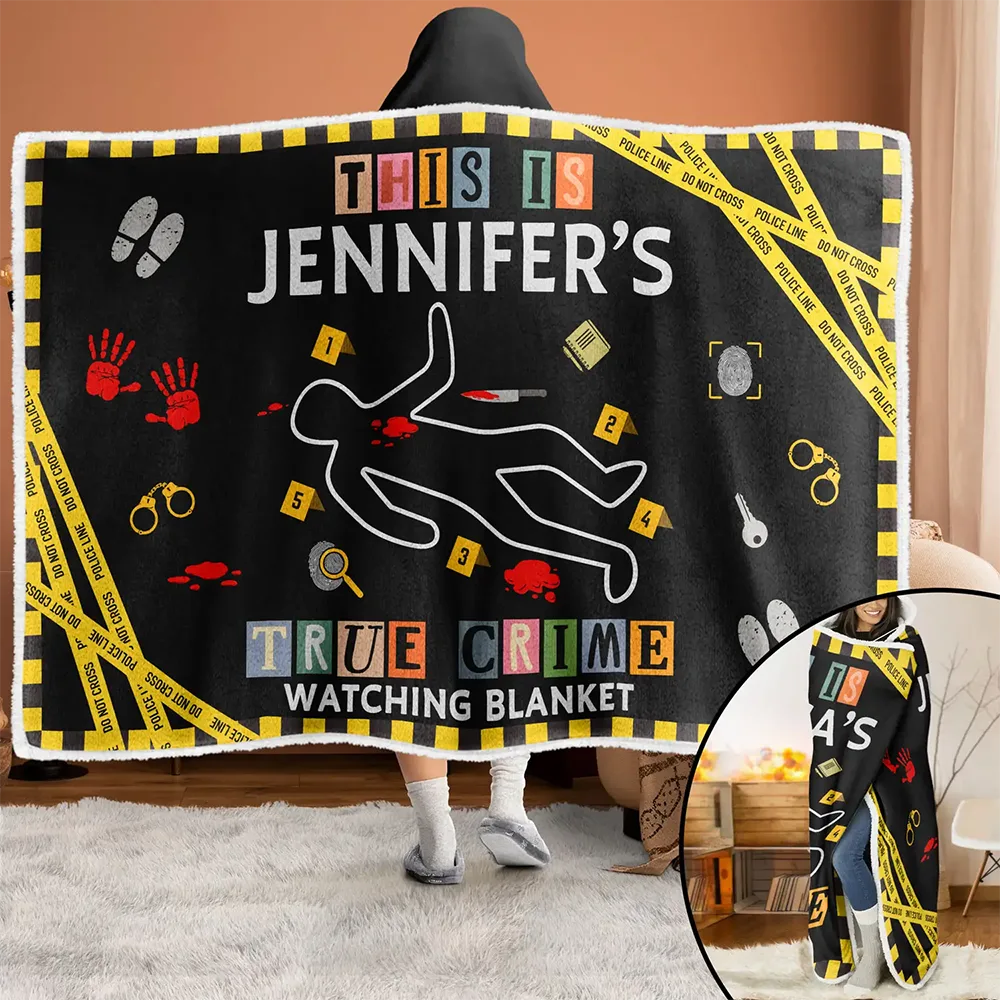 This Is My True Crime Watching Blanket - Personalized Wearable Hooded Blanket