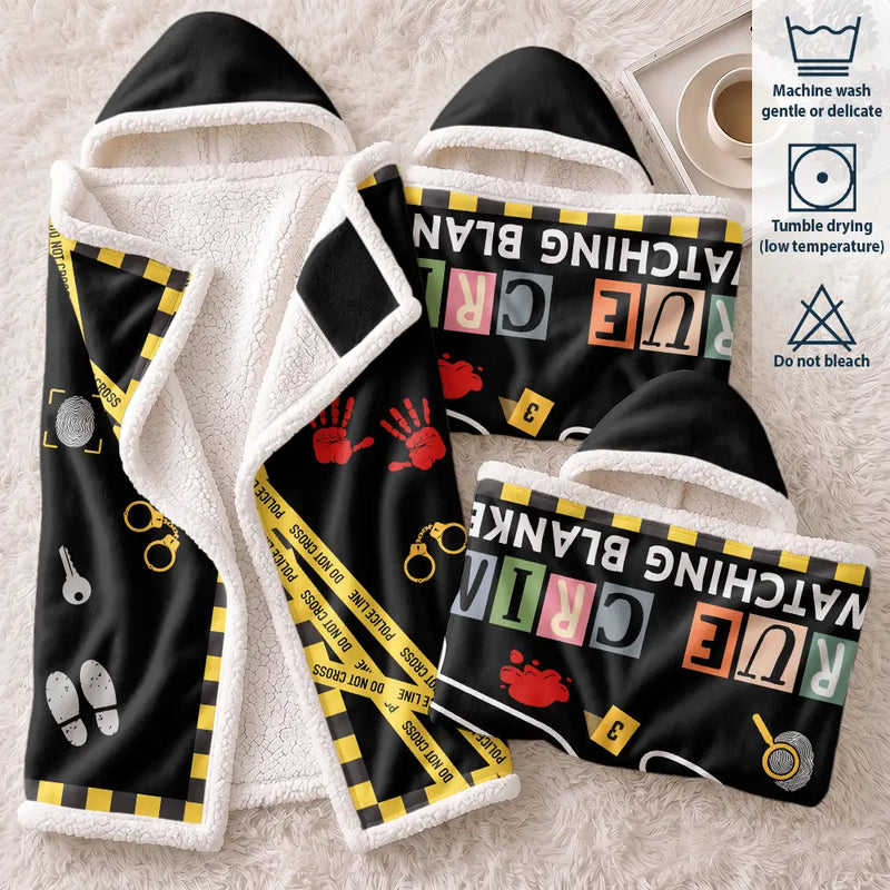 Gift For Yourself, Gift For Women, Gift For Men, Happy, Top Market - This Is My True Crime Watching Blanket - Personalized Wearable Hooded Blanket