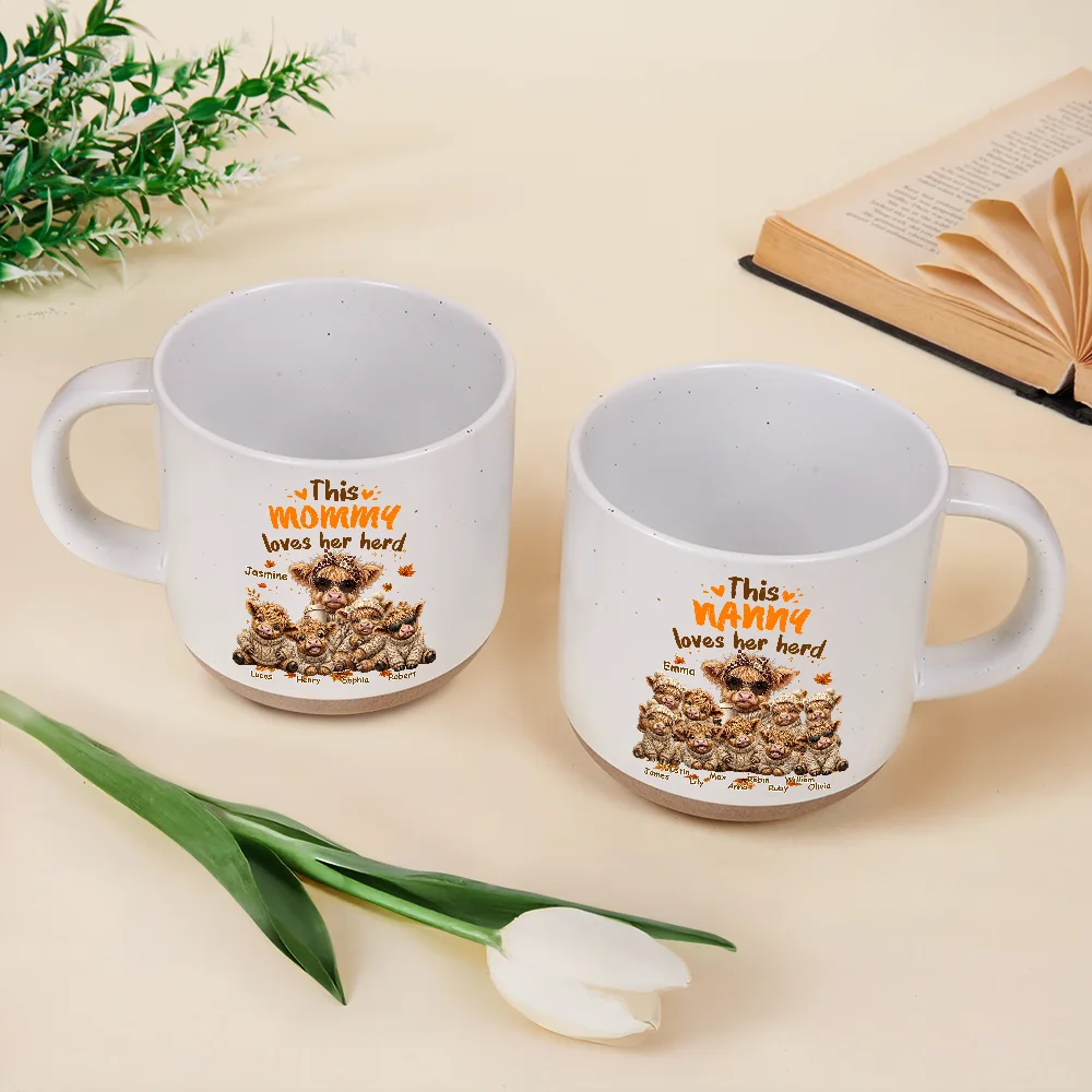 Gift For Grandchildren,Gift For Grandkids,Gift For Grandma,Cozy,Grandma - Grandkids,Icon - This Grandma Loves Her Herd - Personalized Pottery Mug
