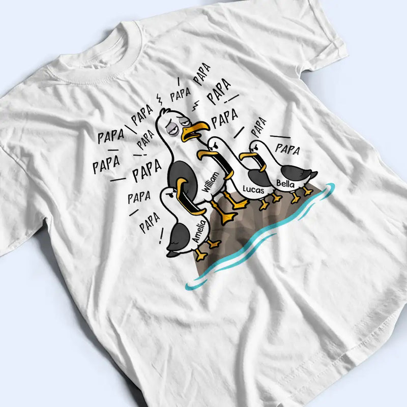 Gift For Husband,Gift For Father,Gift For Grandparents,Teacher,Non-Eng,Icon,Humorous - Tired Seagull And Kids Screaming - Personalized T Shirt