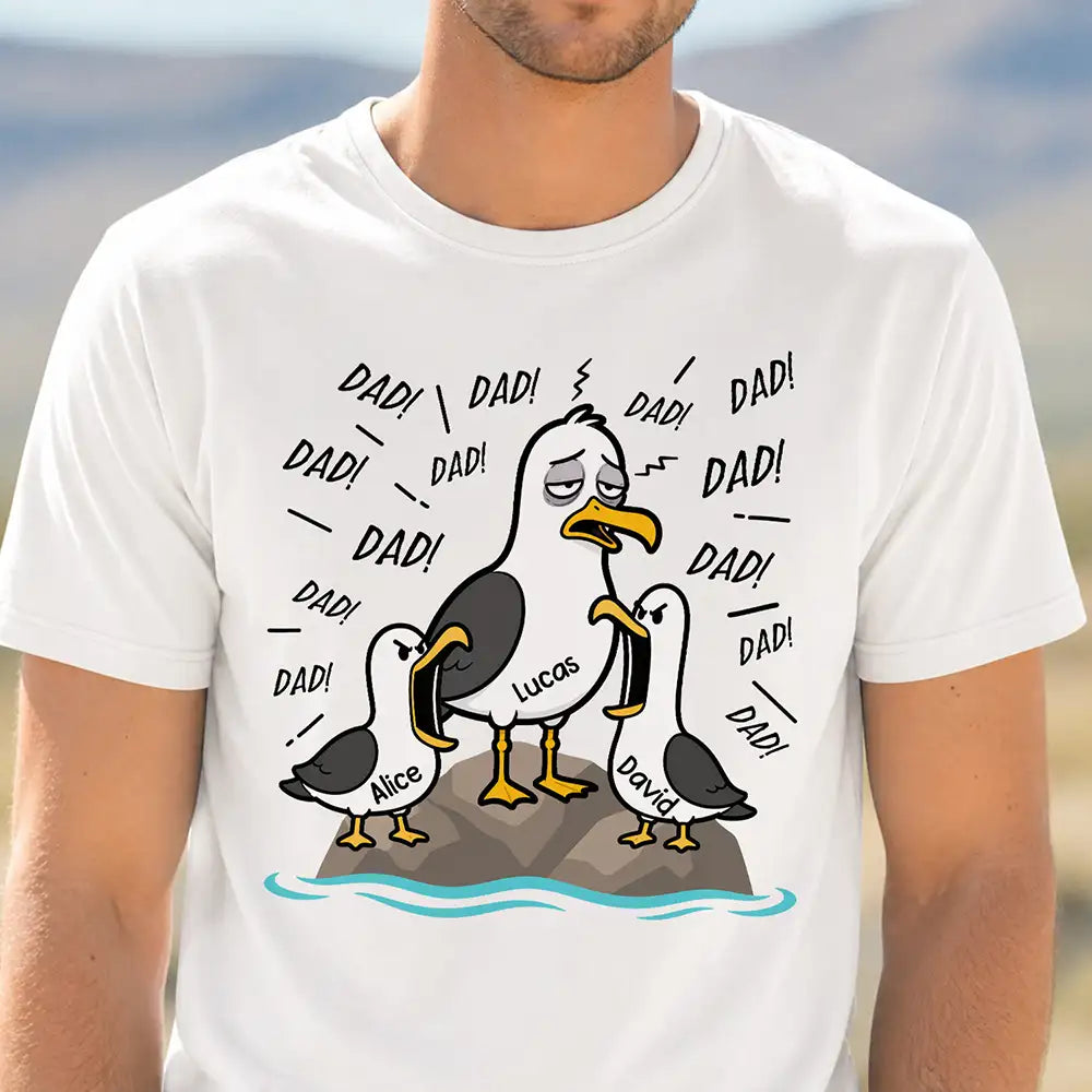 Tired Seagull And Kids Screaming - Personalized T Shirt