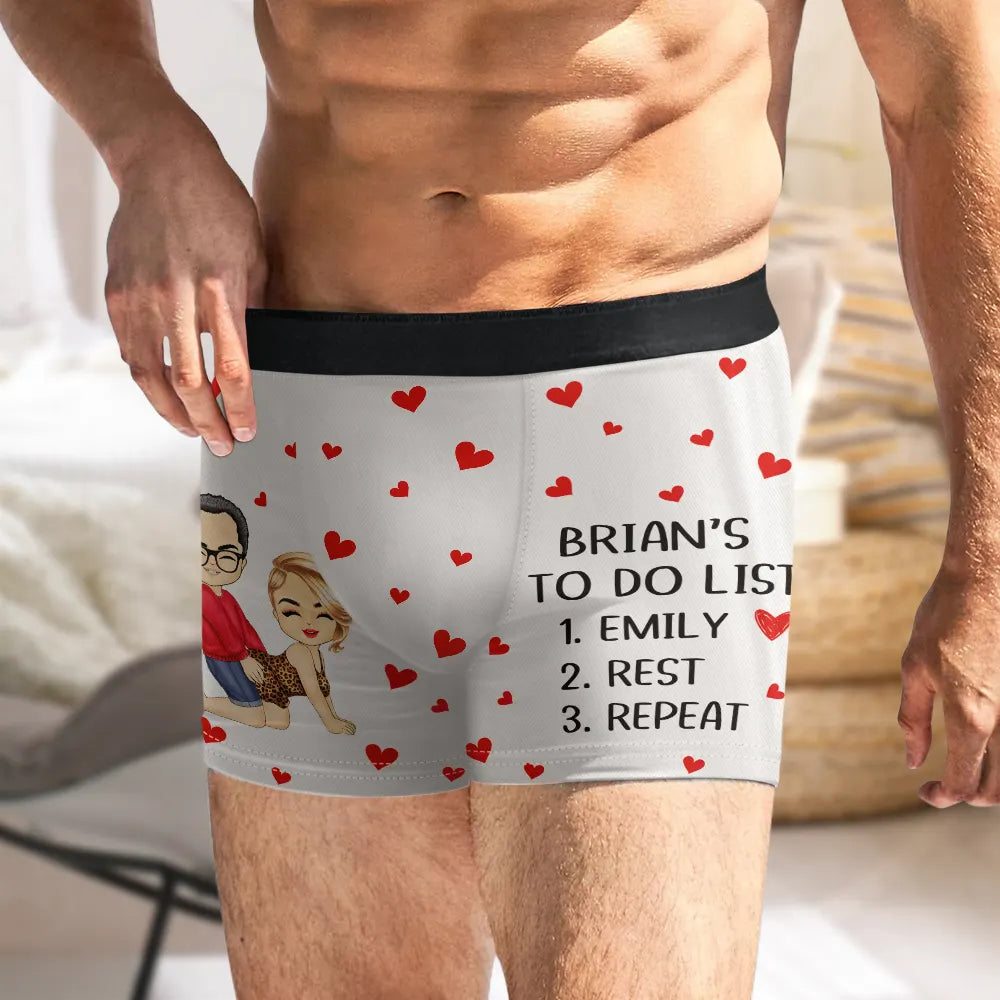 Gift For Couples,Old Couples,Gift For Husband,Gift For Wife,Gift For Boyfriend,Gift For Girlfriend,Love,Custom Photo - To Do List Romantic Couple - Personalized Men's Boxer Briefs