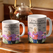 Gift For Daughter, Mom - Daughters (Adult), Love - To My Daughter Birth Flower Beautiful Hill - Personalized White Edge-to-Edge Mug